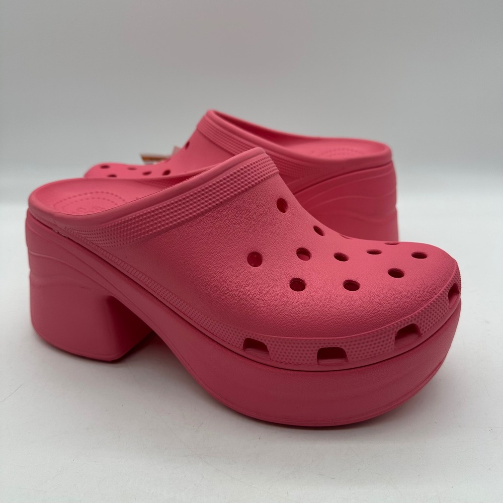 NWT Crocs 208547-6VZ‎ Womens Size 12 Hyper Pink Siren Clog Platform Heeled Mules
